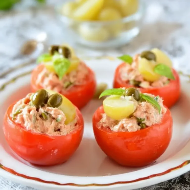 POMODORI RIPIENI DI TONNO, MAIONESE E PATATE