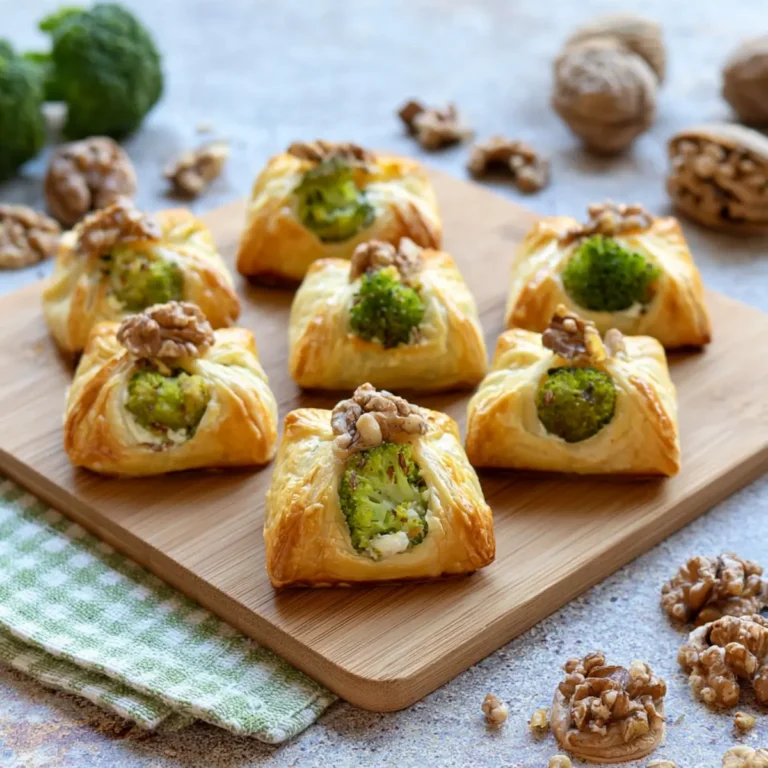 Fagottini di sfoglia con broccoli, ricotta e noci