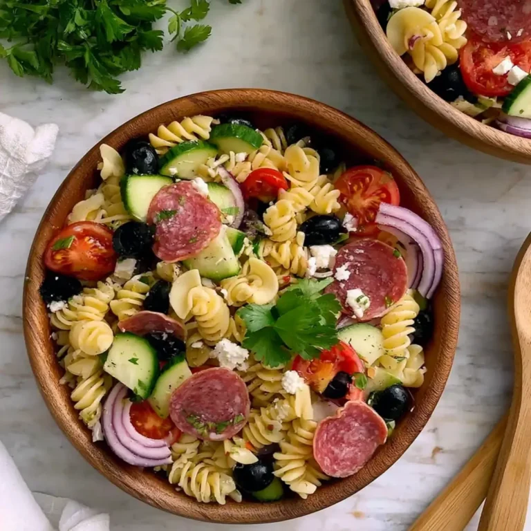 Insalata di pasta italiana con salame