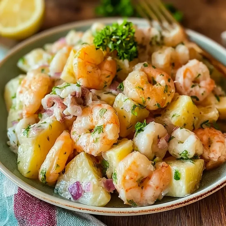 Insalata di patate con totani e gamberi