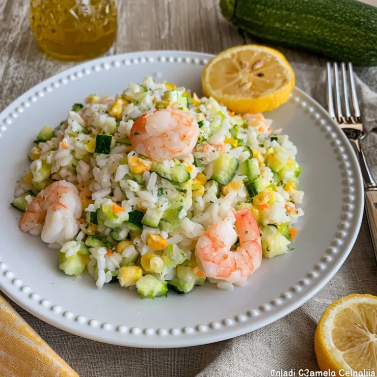 Insalata di riso con zucchine e gamberi