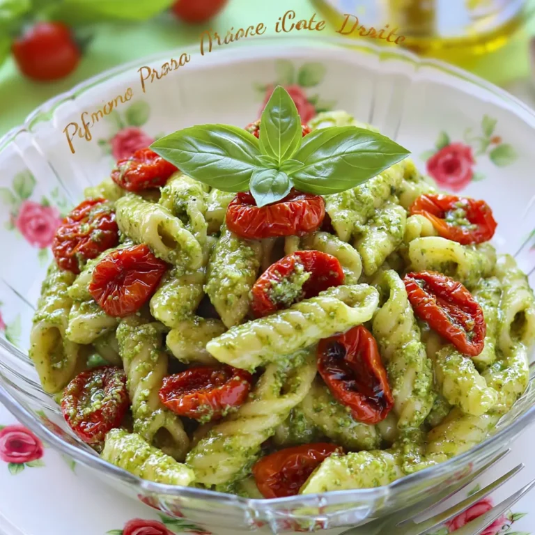 Pasta con pesto e pomodorini arrostiti