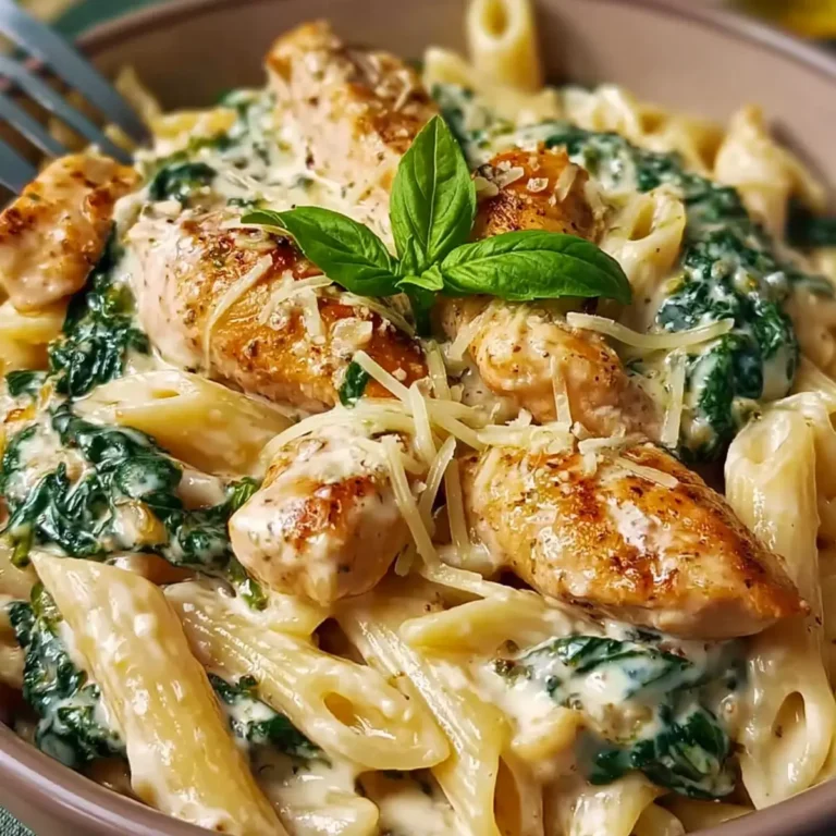 Pasta con pollo e spinaci