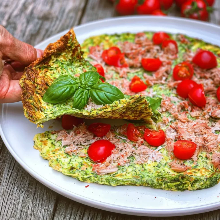 Pizza di zucchine con pomodorini e tonno