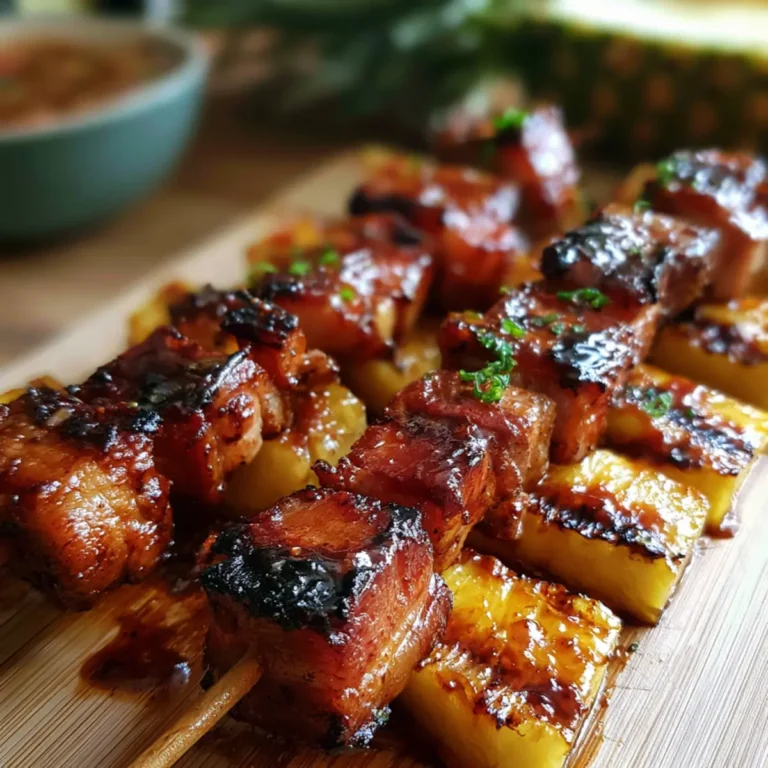 Spiedini di maiale BBQ e ananas