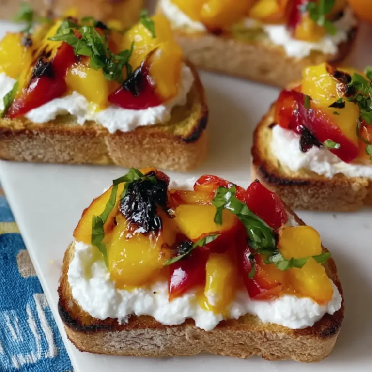 Bruschetta alle pesche con ricotta montata
