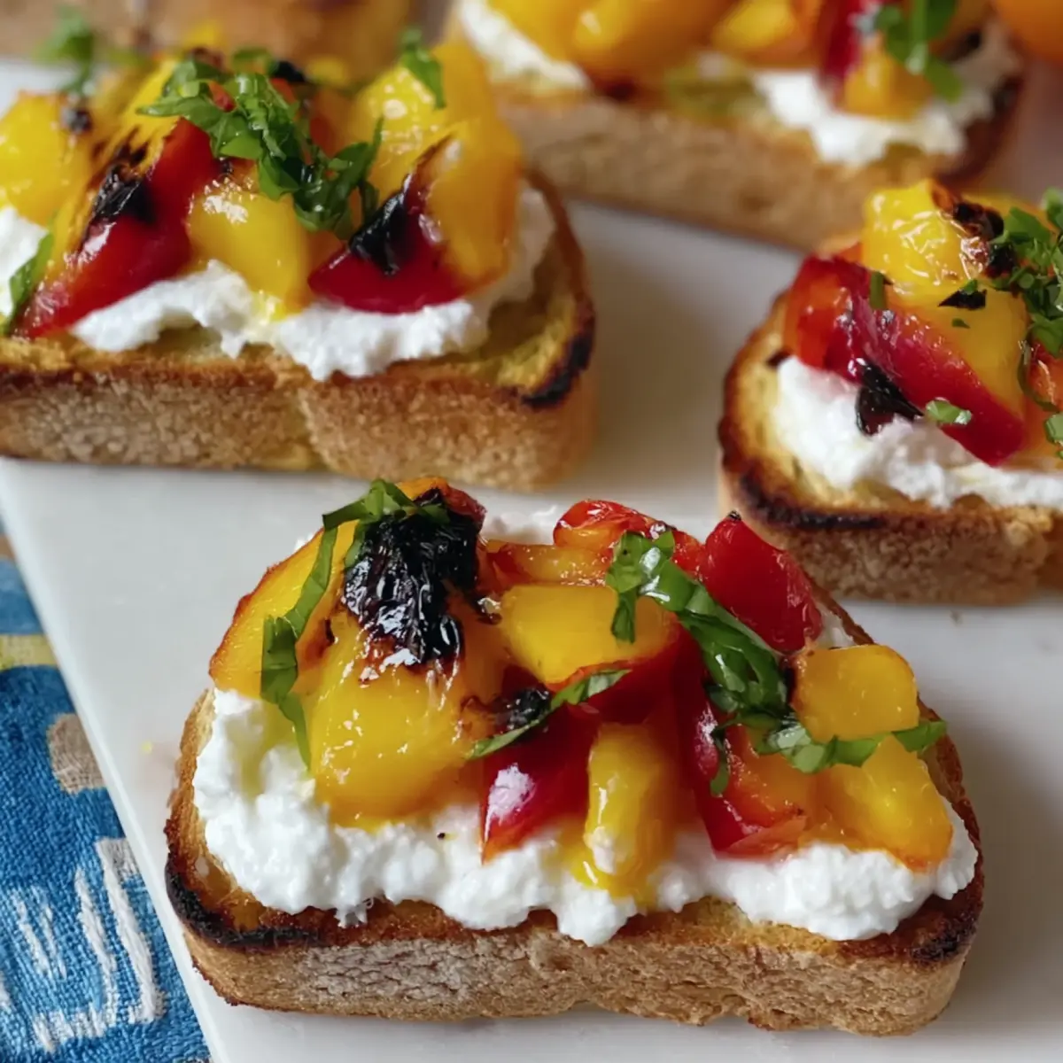 Bruschetta alle pesche con ricotta montata