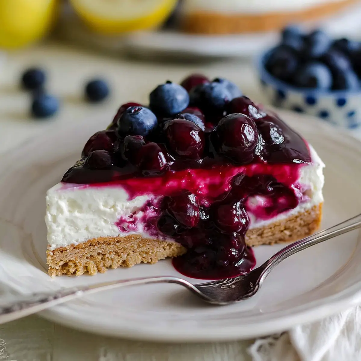 Cheesecake ai mirtilli senza cottura