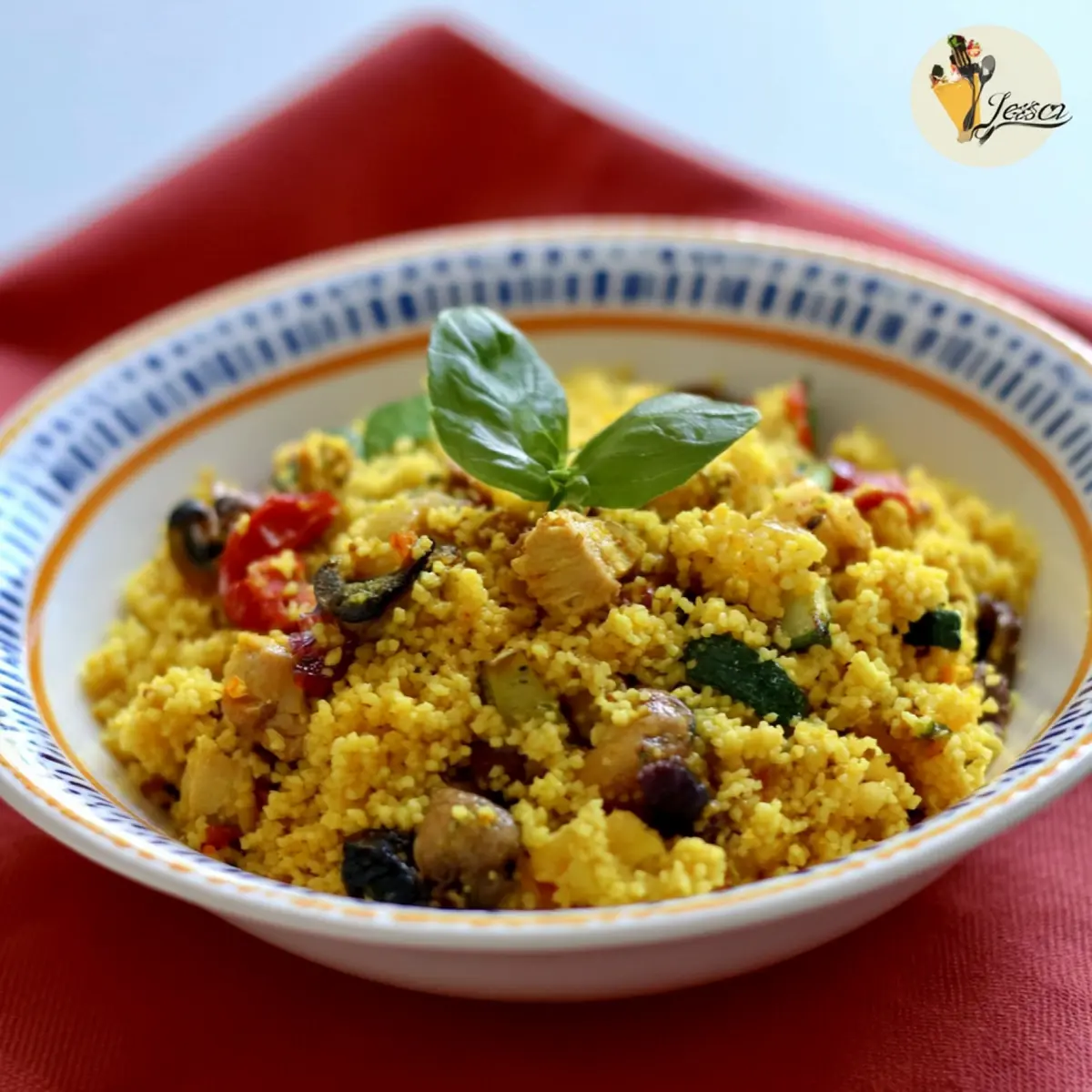 Cous cous con verdure grigliate e tonno alla curcuma