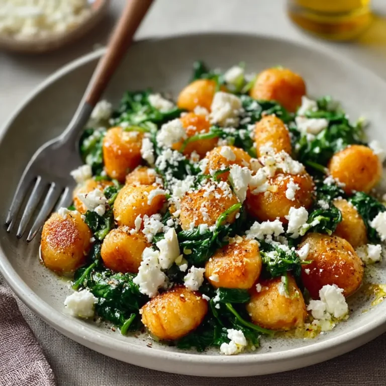 Gnocchi croccanti con spinaci e feta