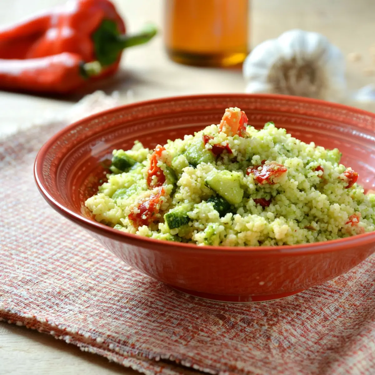 INSALATA DI COUSCOUS CON PESTO DI ZUCCHINE E PEPERONI