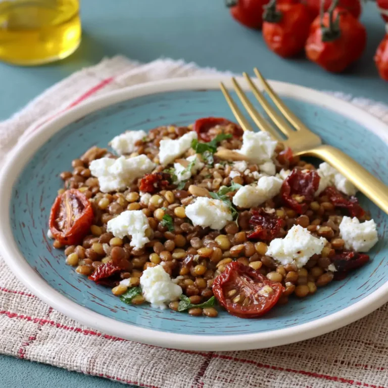 INSALATA DI LENTICCHIE POMODORI SECCHI E FETA