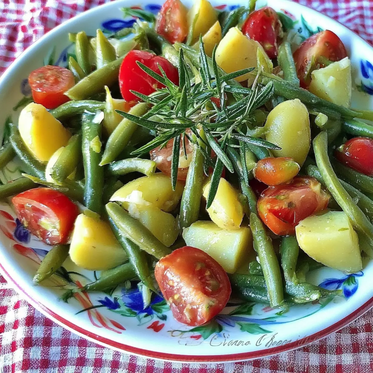 Insalata di fagiolini, patate e pomodori