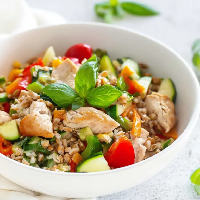 Insalata di farro con pollo e verdure