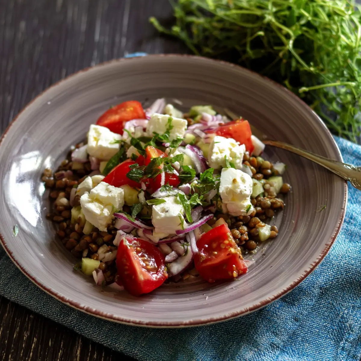 Insalata di lenticchie con feta marinata