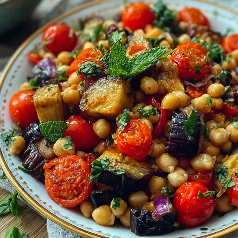 Insalata di melanzane, ceci e pomodorini