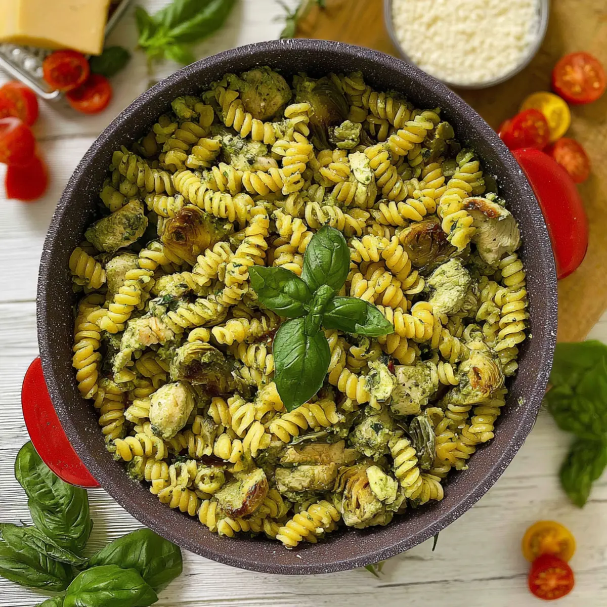 Pasta al pesto con pollo