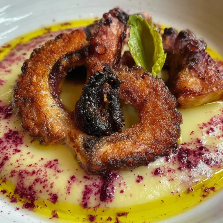 Polpo croccante su crema di patate
