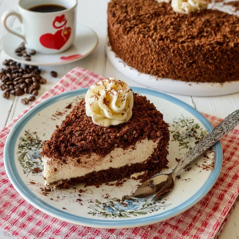 Sbriciolata senza cottura al cacao con crema al caffè