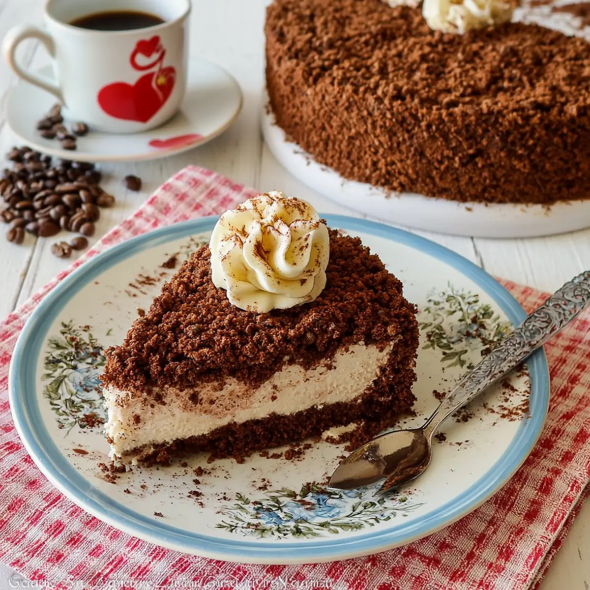 Sbriciolata senza cottura al cacao con crema al caffè