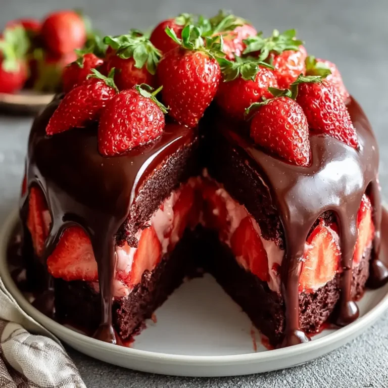 Torta alle fragole con guscio di cioccolato