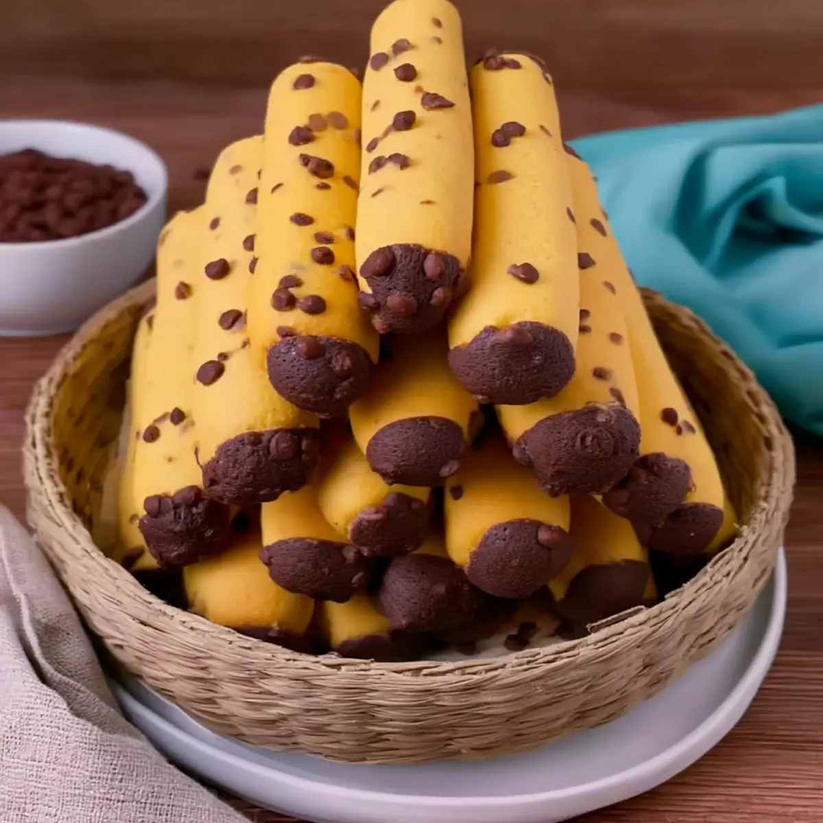 Bastoncini di frolla con gocce di cioccolato