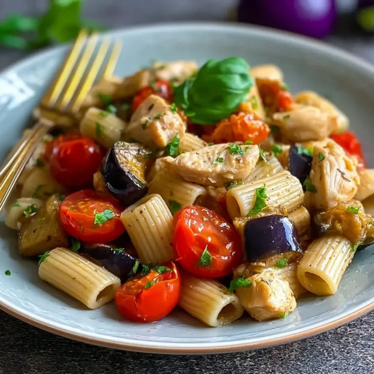 Pasta con melanzane e pesce spada