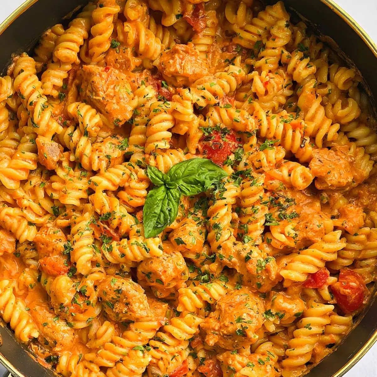 Pasta cremosa al pomodoro e pollo