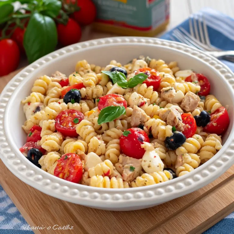 Pasta fredda con tonno pomodorini e mozzarella
