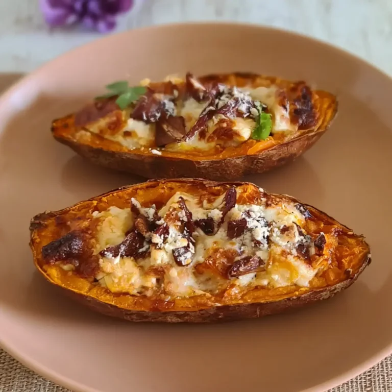 Patate dolci ripiene e filanti al forno