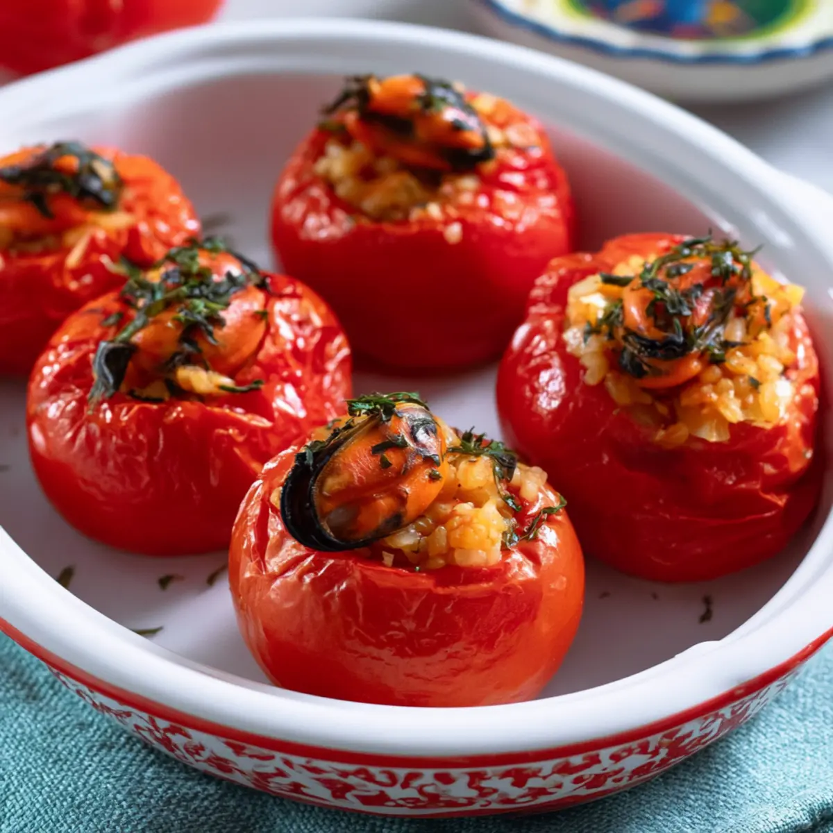 Pomodori ripieni di riso patate e cozze