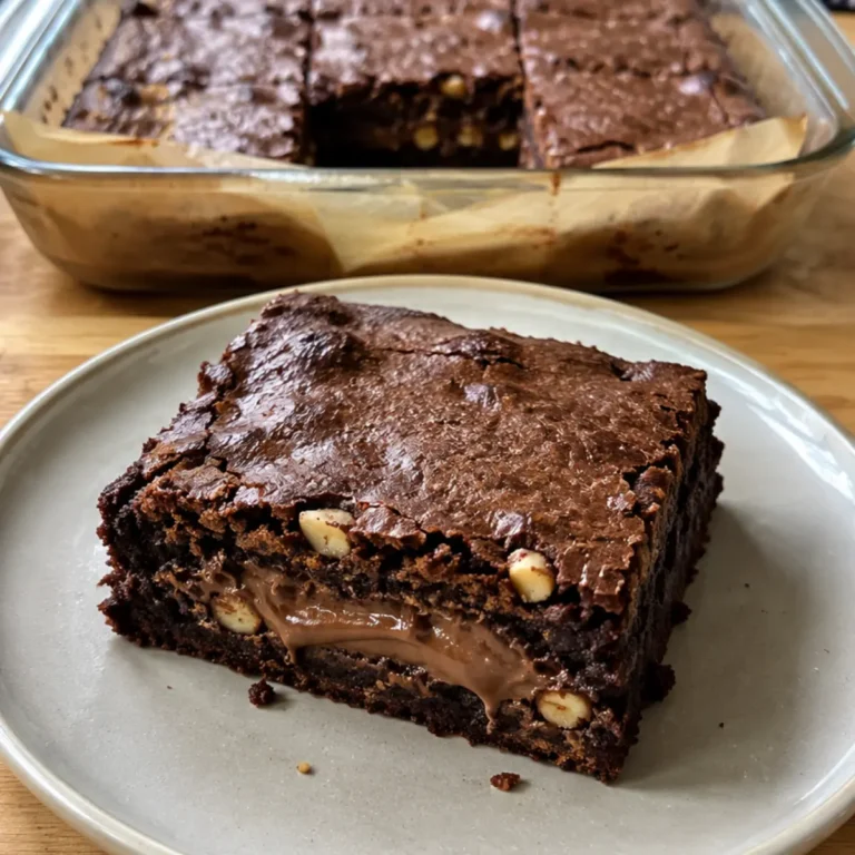 Brownie freddo al cioccolato con cuore di crema alle nocciole
