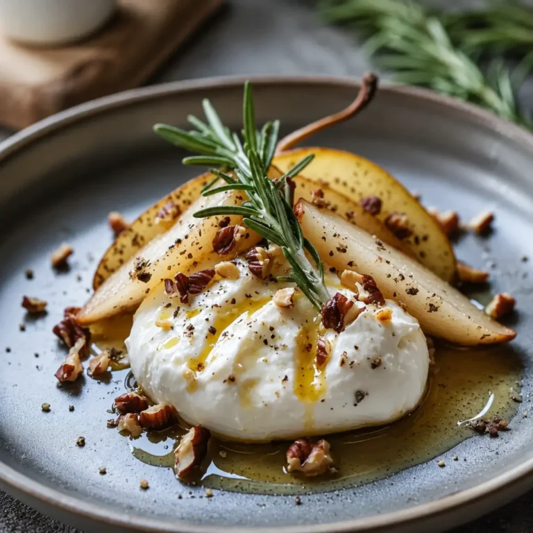 Burrata su pere arrostite al miele e rosmarino