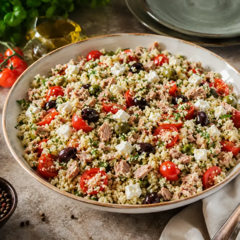 Cous cous freddo con pomodorini, tonno e feta