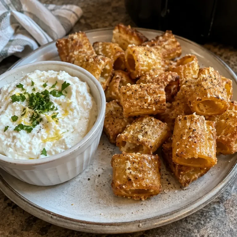 Pasta chips cacio e pepe con crema di ricotta