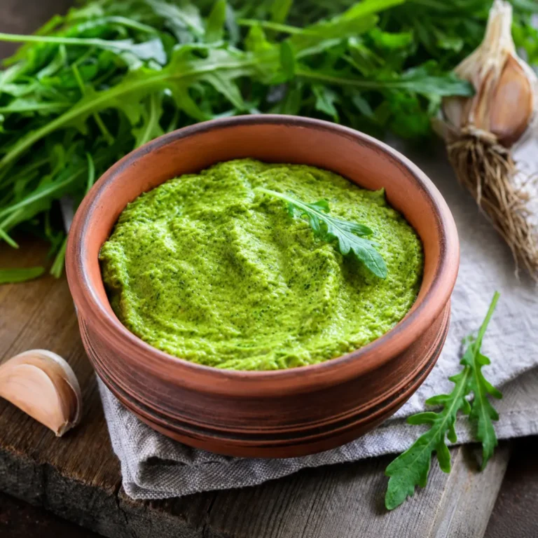 Pennette al pesto di rucola e pancetta
